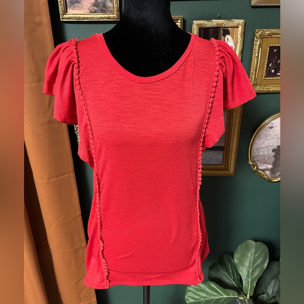 Emi & Joe Women's Red Blouse with Puff Sleeves